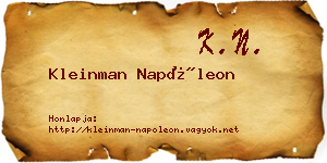 Kleinman Napóleon névjegykártya